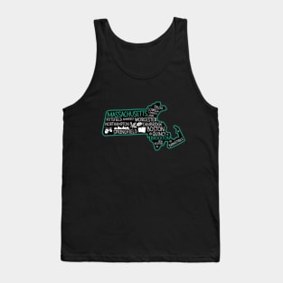 Massachusetts Brockton cute map Salem Lowell Lawrence Lynn Worcester Springfield Tank Top